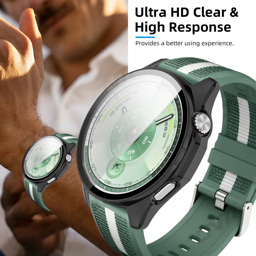 ONM Schutzset für Huawei Watch GT 6 in Grün mit kratzfestem Glas-Displayschutz und harter PC-Schutzhülle - Bild 5