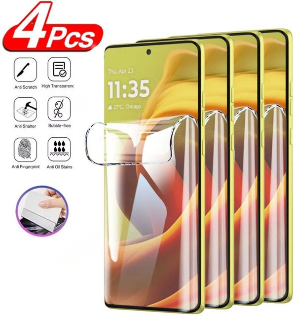 4er-Pack Hydrogel-Displayschutzfolie für Motorola G85 G84 G14 G72 G82 G45 G55 G35 G75 Moto Edge 40 50 Fusion 30 Neo Pro X50 Ultra, transparent - Bild 1