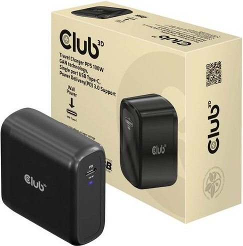 Club3D CAC-1908 Notebook-Netzteil 100W mit USB-C und USB Power Delivery (USB-PD) in Schwarz - Bild 1