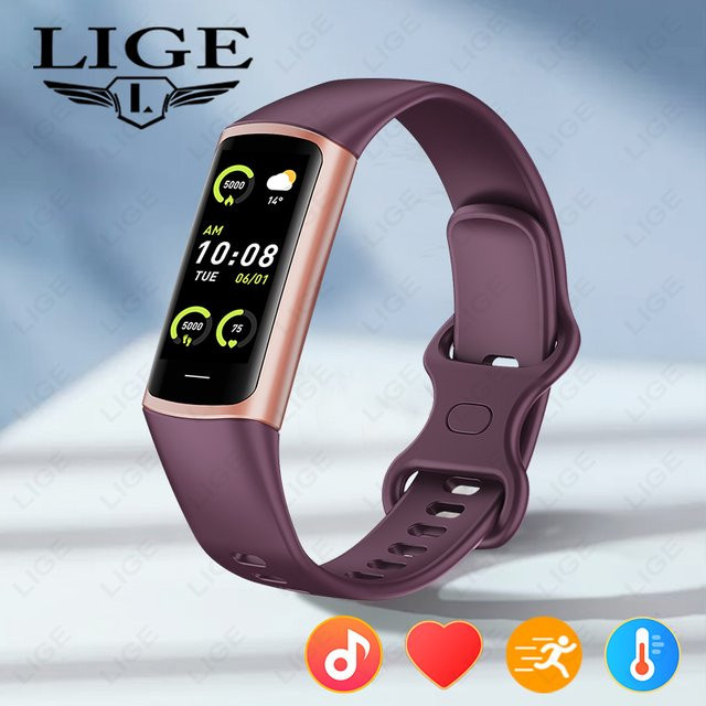 LIGE Smartwatch Fitness Tracker mit Gesundheitsmonitor, Wasserdichtes Sport Smart Armband für Android und iOS, Pink/Roségold - Bild 1