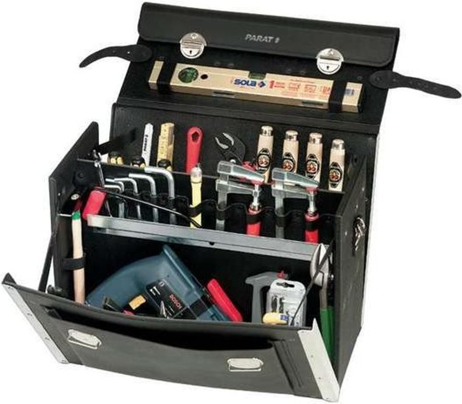 Werkzeugtasche Parat aus Rindleder und HDPE-Kunststoff, Schwarz, B: 46,0 cm, T: 21,0 cm, H: 34,0 cm - Bild 2