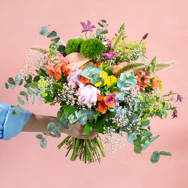 BLUME2000 Sommerliebe Romantische Blumen in Multicolour, Lightpink, Orange und Green, Höhe: 45,0 cm, Breite: 45,0 cm - Bild 1