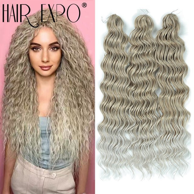 Anna Haar Haar Extensions, Synthetisch, Tiefe Welle, Ombre Blonde, 3er Pack - Bild 1