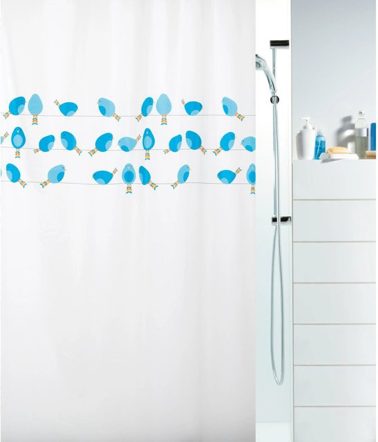 Spirella Duschvorhang Birdy Blue mit Vogel-Motiv, Breite: 200 cm, Höhe: 180 cm - Bild 1