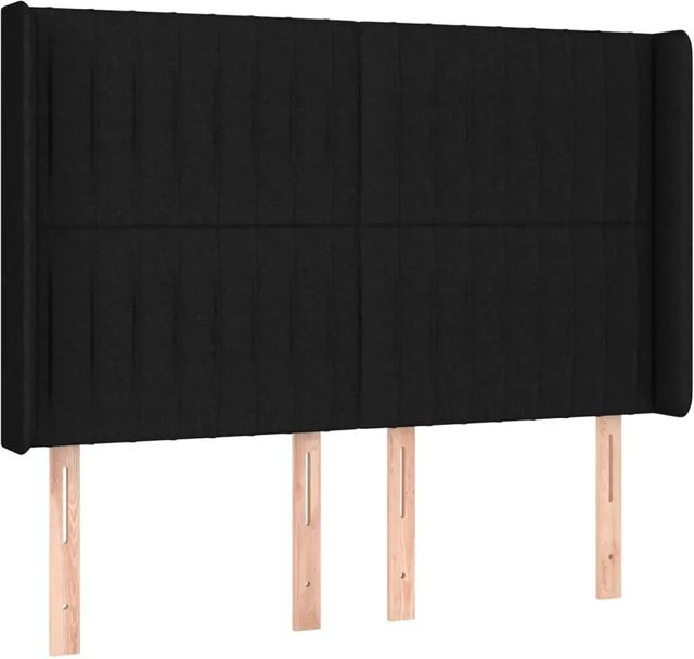 vidaXL LED Kopfteil Schwarz mit USB-Ladeanschluss und integrierter Beleuchtung, Stoff, B: 147 cm, T: 16 cm, H: 118 cm bis 128 cm - Bild 1