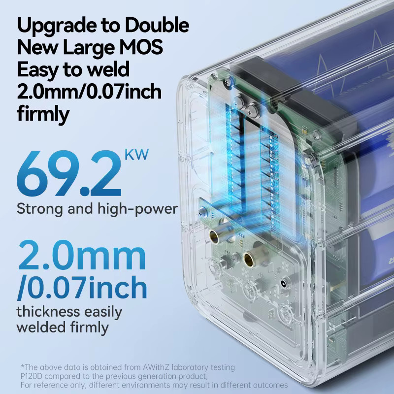 Awithz Punktschweißgerät 69200W 6590A Hochstrom-Superkondensator-Punktschweißmaschine für DIY 18650 Lithium-Batterien, Schwarz - Bild 2