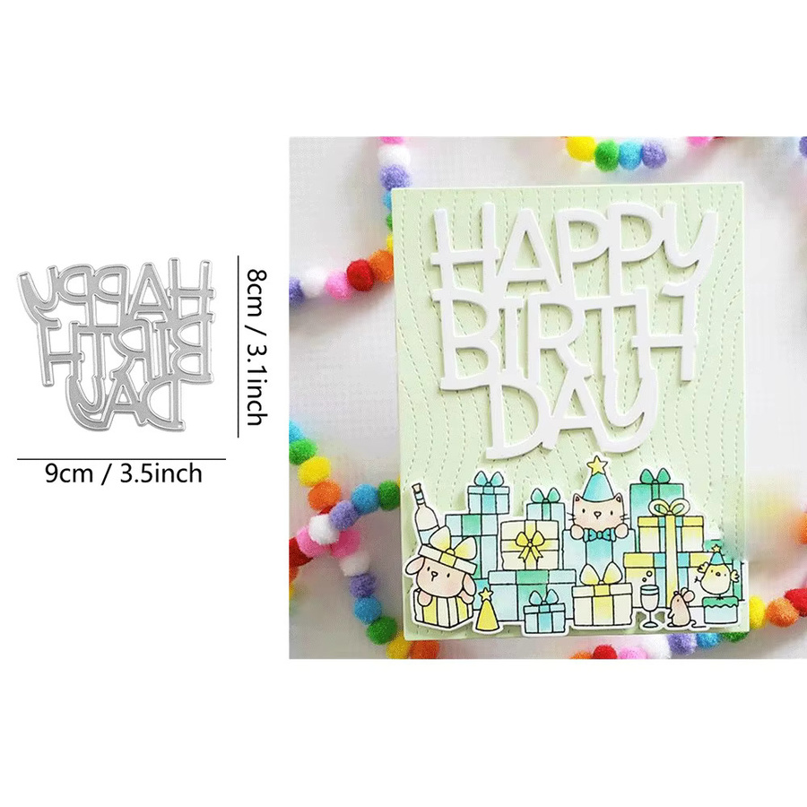 Metall-Stanzform Alles Gute zum Geburtstag in Silber für DIY-Kartenherstellung und Scrapbooking - Bild 1