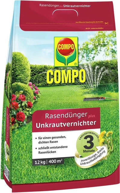 Compo Rasendünger plus Unkrautvernichter mit Slow-Release-Effekt, 12 kg - Bild 1