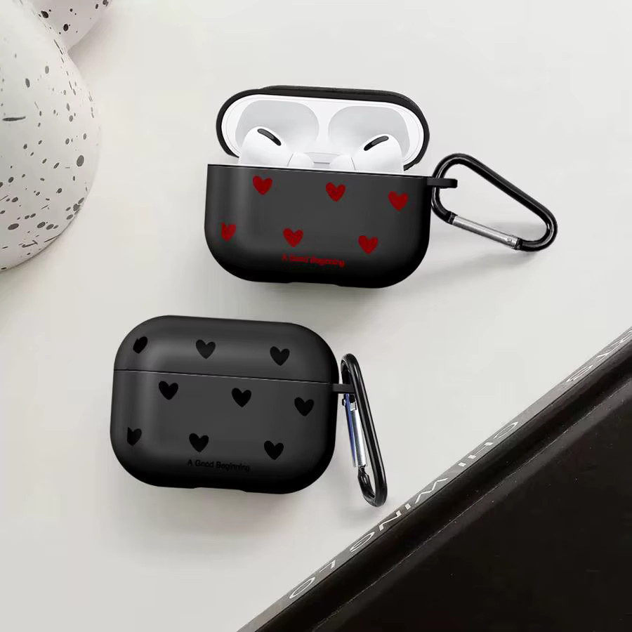 Herzförmige Schutzhülle für Apple AirPods in Schwarz - Bild 2