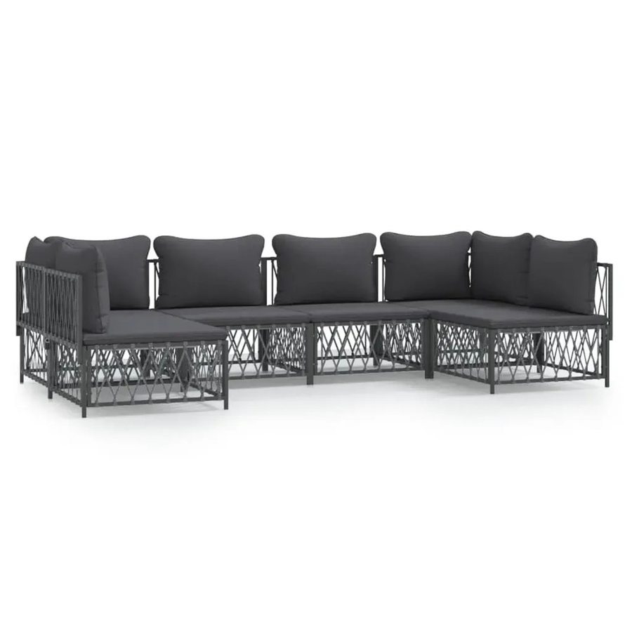 vidaXL 6-tlg Garten-Lounge-Set in Anthrazit mit Kissen aus Textilene und pulverbeschichtetem Stahl - Bild 2