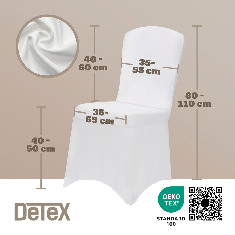 10er-Set Stuhlhusse für Esszimmerstühle in Weiß, elastisches Stretch-Material von Detex® - Bild 2
