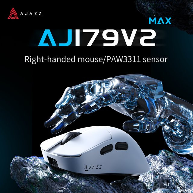 AJAZZ AJ179 V2 MAX Gaming Maus Tri-Mode mit PAW3311 Sensor und Huanuo Micro Switches, 56g Leichtbauweise, Schwarz oder Weiß - Bild 1