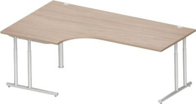 Schäfer Shop Select Winkelschreibtisch COMBITEC mit C-Fuß, 90 Grad Winkel links, Eiche/weißalu, B: 200 cm, T: 120/80 cm, H: 67,7-81,7 cm - Bild 1