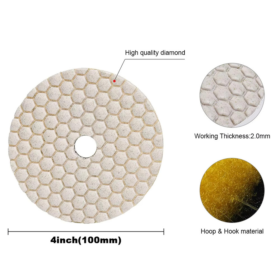 Casaverde 3-Stufen-Diamant-Polierpads 100 mm für Marmor, Granit und Beton zur Trockenschleifung - Bild 2