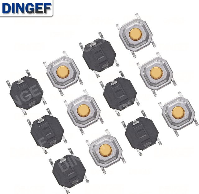DNIGEF 100 Stück SMD Taster 4-Pin Mikro-Schalter mit Kupferkopf, B/T/H: 4 x 4 x 1,5 mm - Bild 1