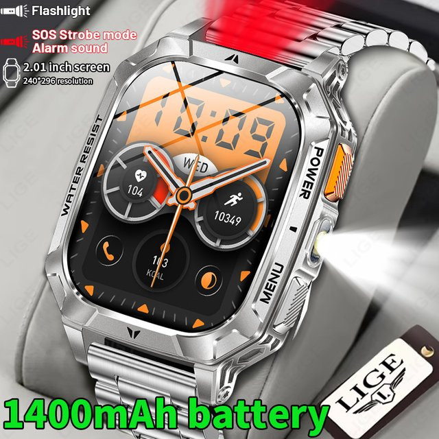LIGE Smartwatch, Edelstahl, Schwarz, 10 ATM, Herren - Bild 1
