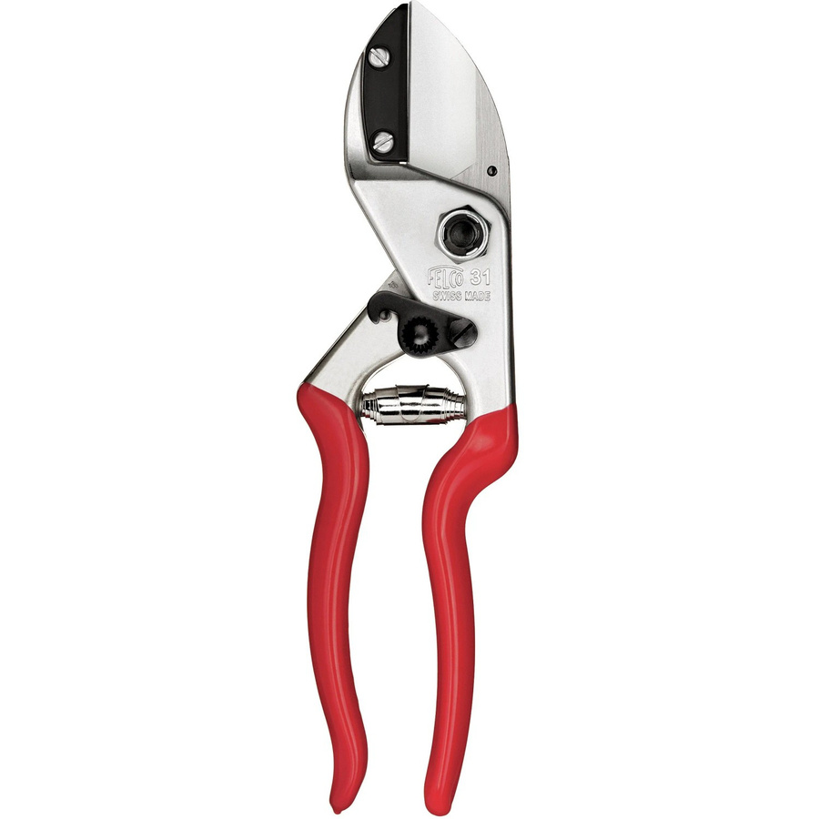 Felco 31 Amboss-Gartenschere in Rot mit Drahtabschneider und Saftrille - Bild 2