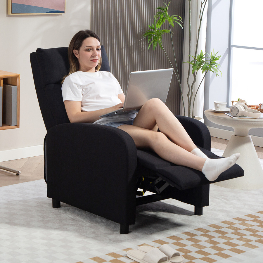 HOMCOM Relaxsessel mit Liegefunktion in Schwarz mit Leinenoptik und Taschenfederkern - Bild 2