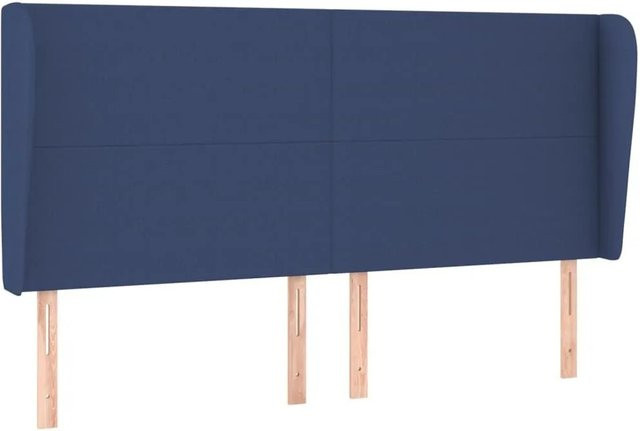 vidaXL Kopfteil mit Ohren in Blau, gepolstertes Stoff-Kopfteil, Breite: 163 cm, Tiefe: 23 cm, Höhe: 118 cm - Bild 1