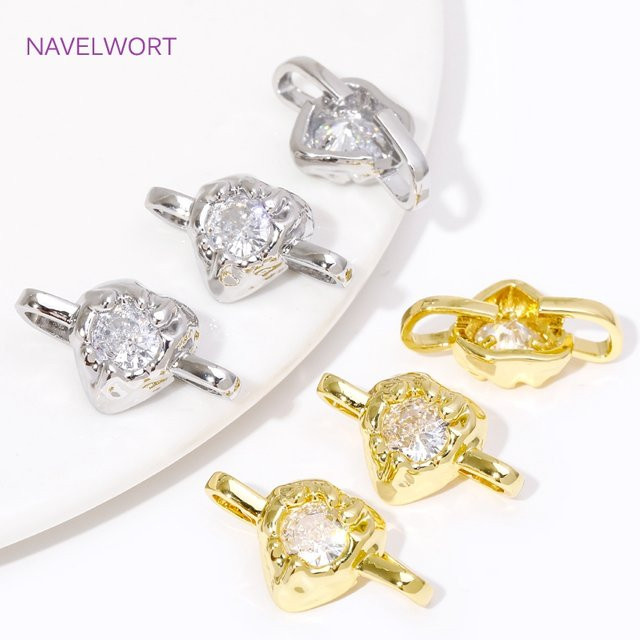 Charms Stecker, 18 Karat vergoldet, Zirkon, Herz/Quadrat - Bild 1
