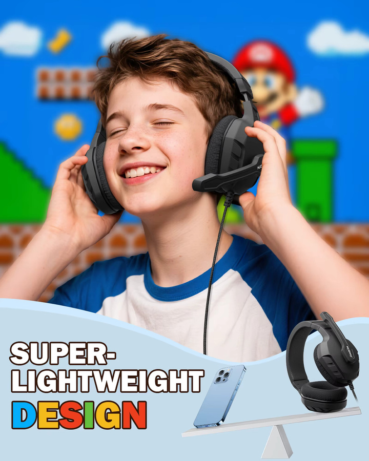 NUBWO U3 Gaming-Headset in Schwarz und Orange mit Mikrofon und Stereoklang für PC, PlayStation und Xbox - Bild 5