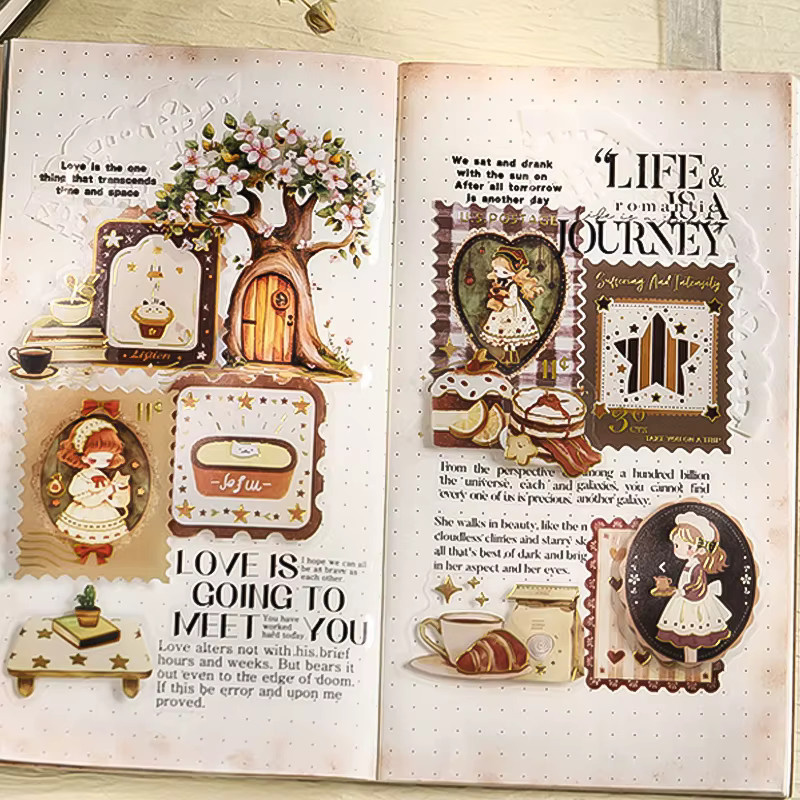 Mr.Paper Goldfolie PET-Aufkleber-Sets im 3er-Pack, Vintage Fantasy Dekorative Aufkleber für Scrapbooking, Journaling und DIY in Gold und Multicolour - Bild 4
