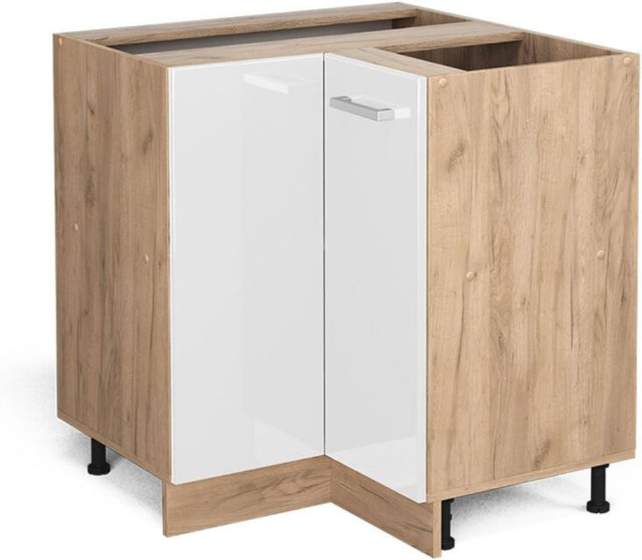 Vicco Eckunterschrank R-line in Weiß Hochglanz ohne Arbeitsplatte, B/T/H: 75,6 x 46 x 81,6 cm - Bild 1