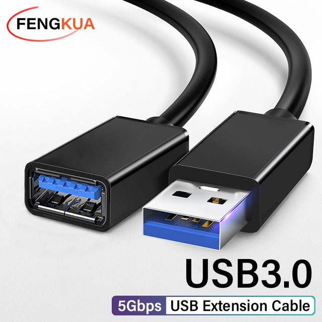 FENGKUABAO USB 3.0 Verlängerungskabel Stecker auf Buchse Datenkabel Schwarz - Bild 1