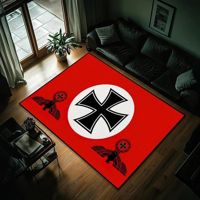Karpetti Bodenmatte Reichsteppich mit Eisenadler Motiv in Rot, B/T: 60 x 40 cm - Bild 1