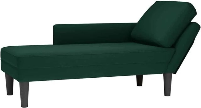 vidaXL Chaiselongue mit Kissen und rechter Armlehne aus Samt in Dunkelgrün, B/T/H: 132 x 56 x 70 cm - Bild 1