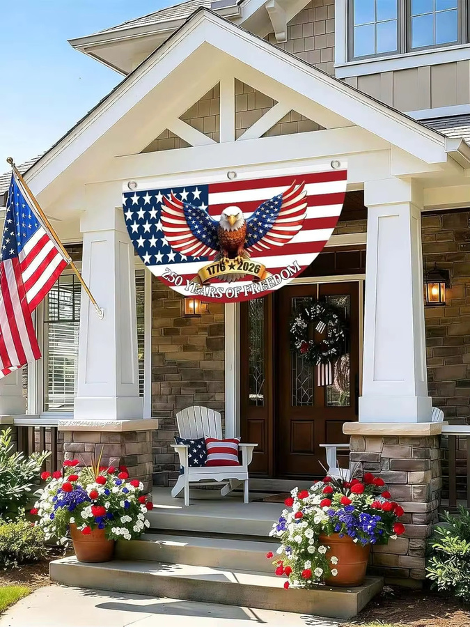 AFYPRTY Patriotische USA Halbflagge zum 250. Jubiläum des Unabhängigkeitstages 1776-2026 in Rot und Weiß, Rechteckige Textil-Hängeflagge - Bild 7
