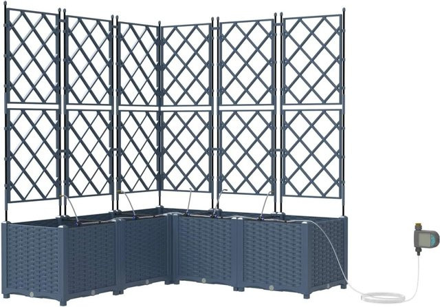 vidaXL Garten-Pflanzgefäß Set aus Stahl mit Rankhilfe, 2 Stück, Grau, B/T/H: 80 x 40 x 125,5 cm - Bild 1