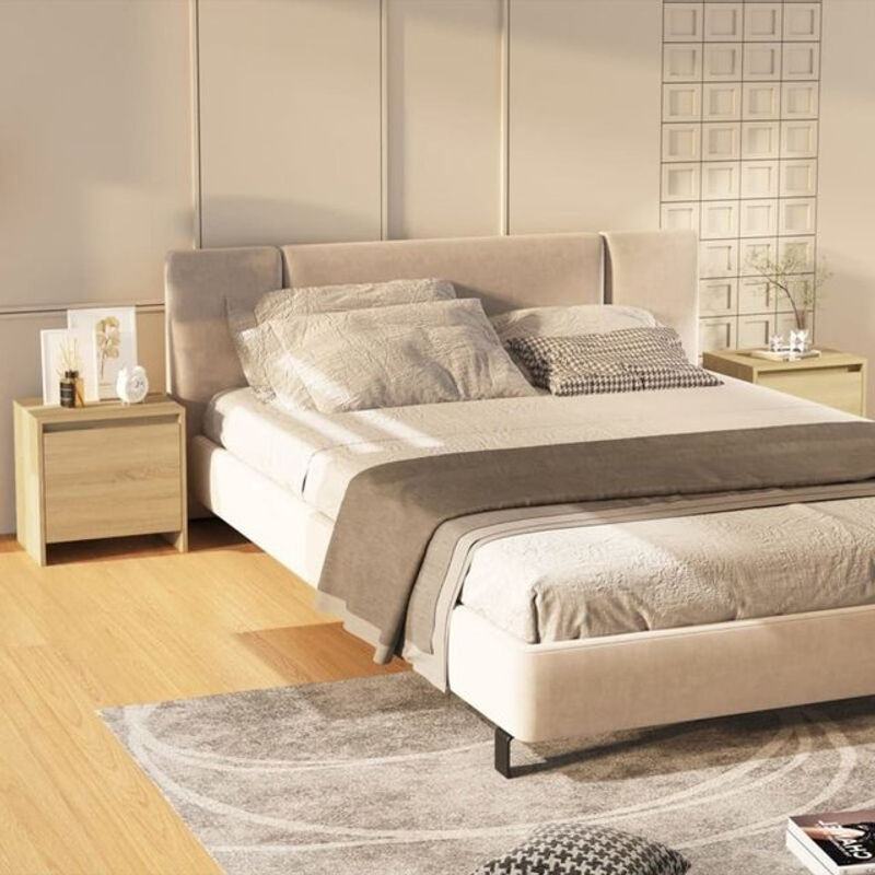 Vidaxl Set aus 2 Nachttischen in Sonoma-Eiche Natur, modern, Holzwerkstoff, B/T/H: 45 x 34 x 44,5 cm - Bild 1