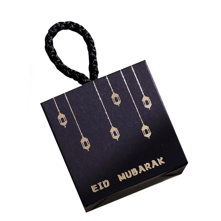 20-teiliges Luxus-Mini-Geschenkbox-Set für Eid in Schwarz, Grün und Weiß mit goldenem Laternen-Design und geflochtenen Griffen aus Papier - Bild 6