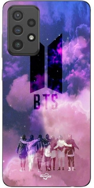 MANIACASE Handyhülle für Samsung Galaxy A53 aus flexiblem TPU-Silikon mit BTS-Logo in Schwarz und Multicolour - Bild 1