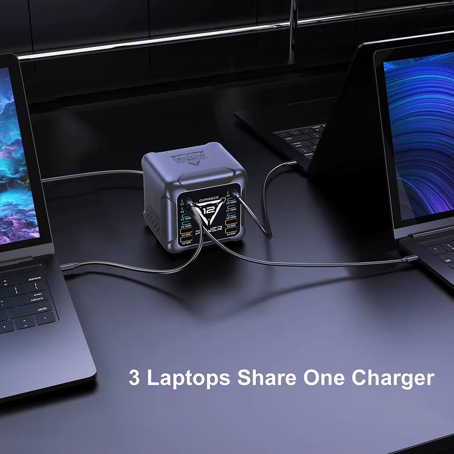 Ueetop GaN USB Typ-C Schnellladestation mit 140W PD3.1 PPS QC4.0 in Grau - Bild 3