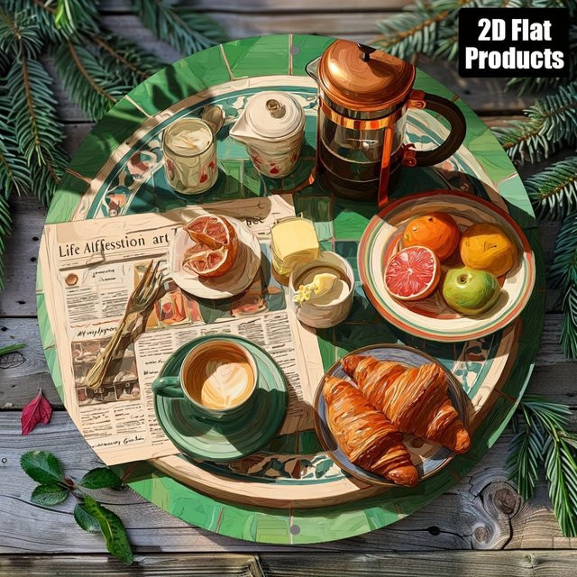 HELLOYOUNG Vintage Frühstücks-Schild aus Metall, rund, Mehrfarbig, Durchmesser: 20,3 cm, Wanddekoration für dein Zuhause oder Café - Bild 1