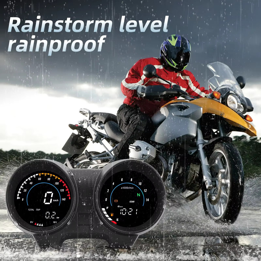 RYSJM HD Upgrade LED Digital Dashboard Tachometer mit RPM Meter und Kraftstoffanzeige in Schwarz für Honda CG150 und Titan150 - Bild 5