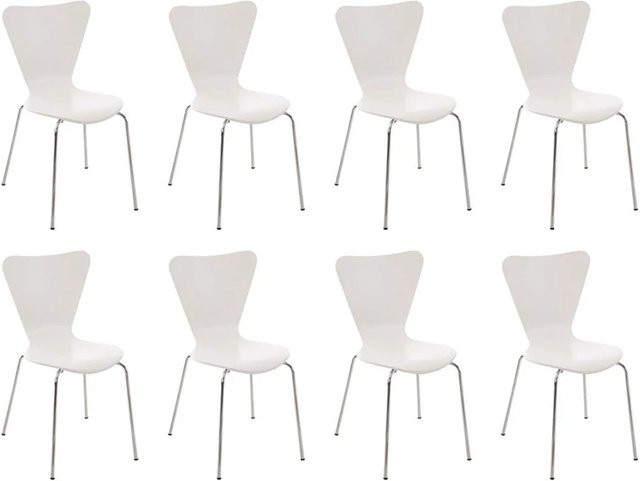 8er Set CLP Konferenzstühle Calisto in Weiß mit Kunstlederbezug und stapelbarem Design - Bild 1