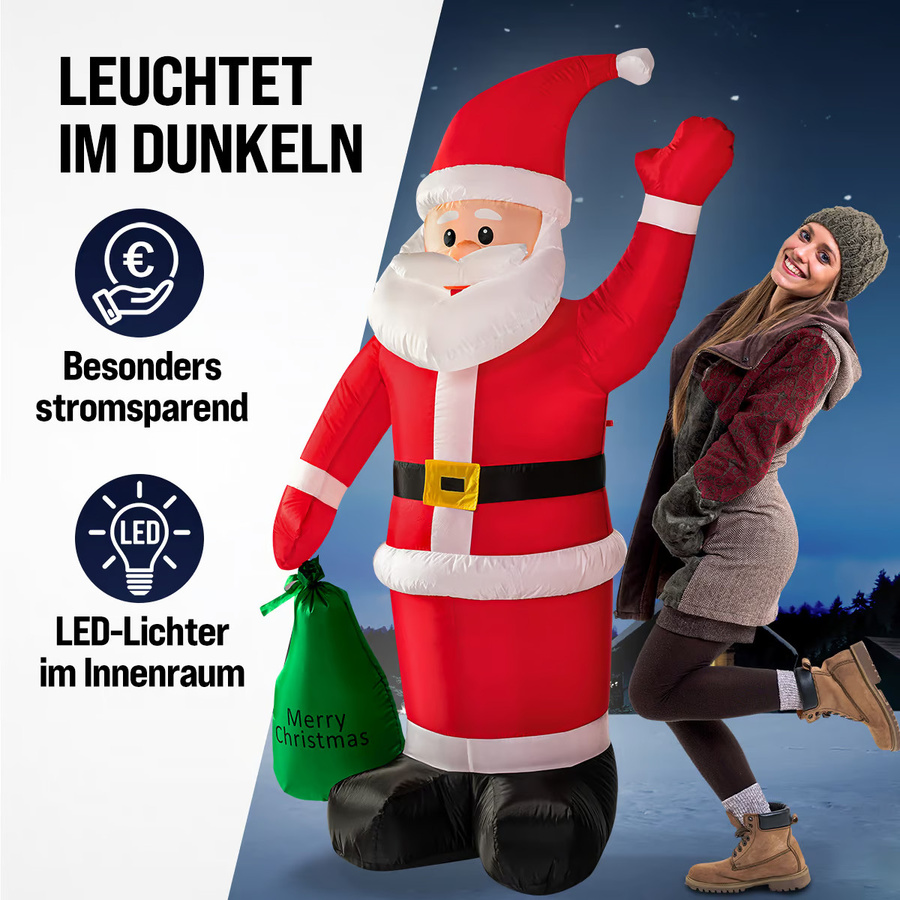 Monzana Aufblasbarer Weihnachtsmann mit Beleuchtung in Mehrfarbig, Höhe: 110 cm, Breite: 60 cm, Tiefe: 60 cm - Bild 2