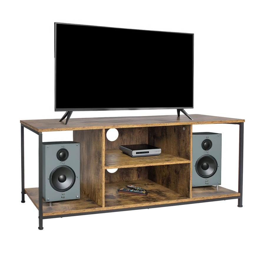 Relaxdays TV Lowboard im Industrial Style aus Holzwerkstoff und Stahl, Braun/Schwarz, B/T/H: 120 x 40 x 50 cm - Bild 2