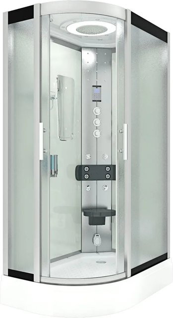AquaVapore Duschkabine Komplettdusche mit Duschsystem, Thermostat, Regendusche, Handbrause und LED-Beleuchtung, Farbe: Weiß, B/T: 120 x 80 cm - Bild 1