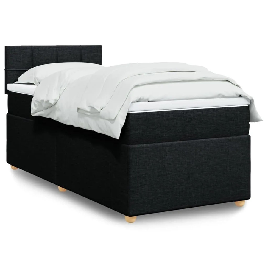 vidaXL Hybrid-Boxspringbett mit Matratze Schwarz B/T/H: 90 x 190 x 100,5 cm mit USB-Anschluss und Unterbettbeleuchtung - Bild 2