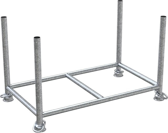 Schake Stapelpalette aus Stahl in Silber, B/T/H: 130 x 70 x 70 cm - Bild 1