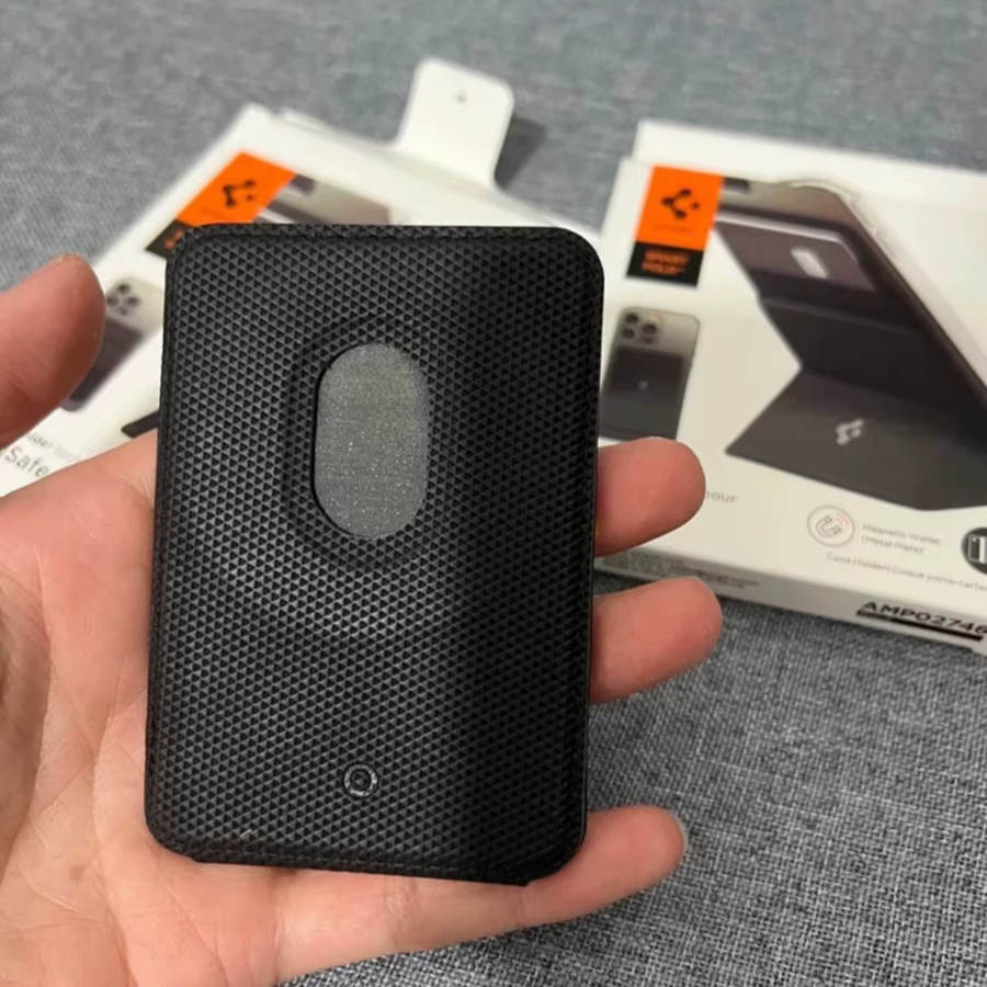 Spigen Magnetische Faltbare Leder Brieftasche und Kartenetui mit MagSafe Kartenständer Kickstand für iPhone 11 bis iPhone 17 Pro Max in Schwarz oder Blau - Bild 5