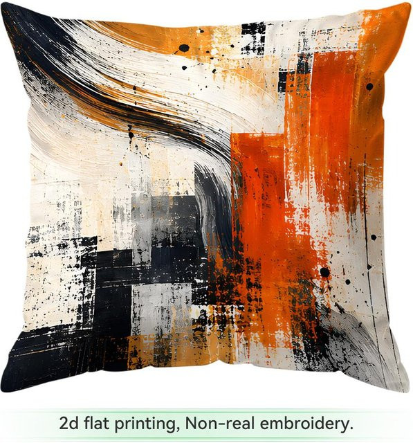 Dekokissenbezug Splash Ink Abstrakte Kunst von JMG Clothing, Farbe Orange, B/B/H: 45 x 45 x 45 cm, Material Polyester - Bild 1