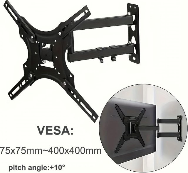 BEISHI TV-Wandhalterung für 32–55 Zoll LCD-LED-Monitore in Schwarz mit langem Arm und max. VESA 400 x 400 mm - Bild 1