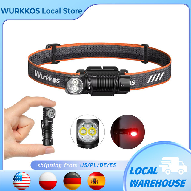 Wurkkos HD12 Stirnlampe und Taschenlampe mit 850 Lumen, wiederaufladbar, Schwarz/Rot, mit rotem Licht und Magnetschwanz - Bild 1