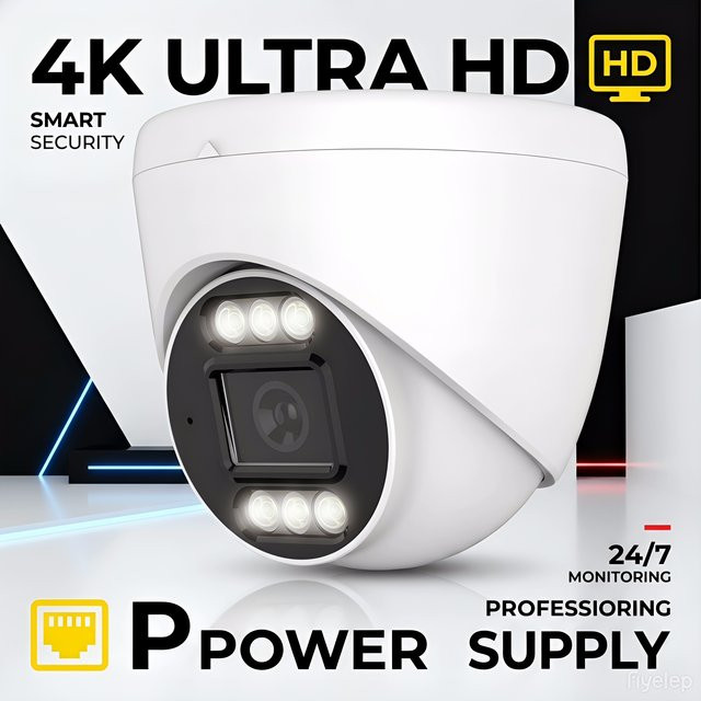 SIMICAM 4K 8MP PoE IP-Sicherheitskamera in Weiß mit Zwei-Wege-Audio, Dual-Light-Nachtsicht und ONVIF-Unterstützung - Bild 1