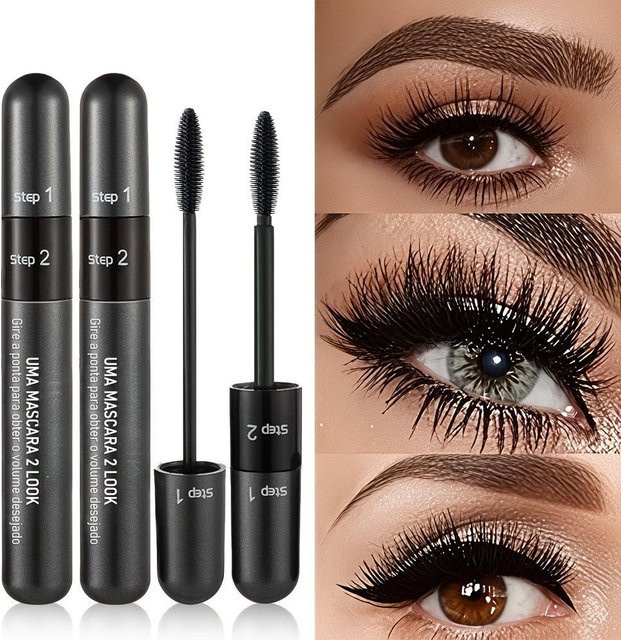 South Moon Mascara, 2-in-1 Verlängernd und Voluminös, Wasserfest, Schwarz - Bild 1